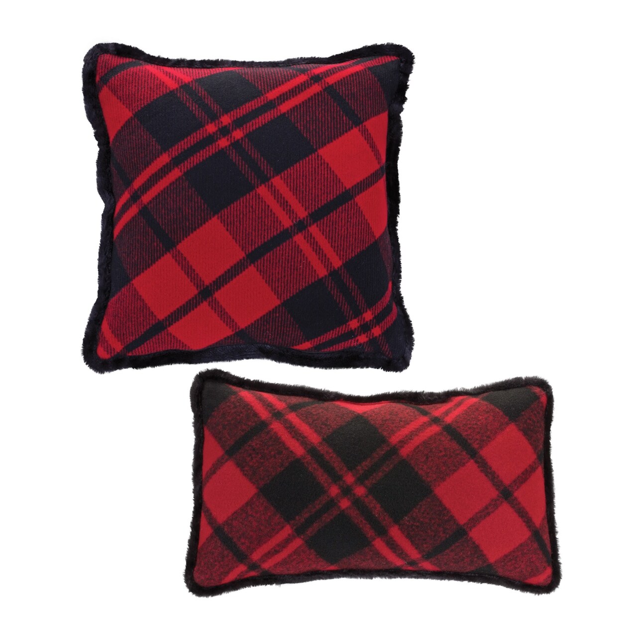 Melrose Set of 2 Red and Black Plaid Christmas Throw Pillows 20"